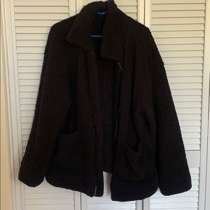 Women's Long Sleeve Lapel Zip Oversized Jacket